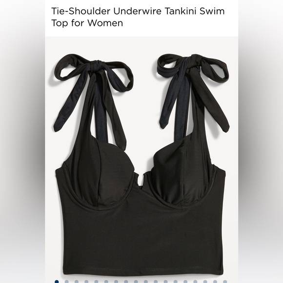 2 FOR 20 Old Navy Tie-Shoulder Underwire Tankini Swim Top for Women NWT in Black - Picture 1 of 4
